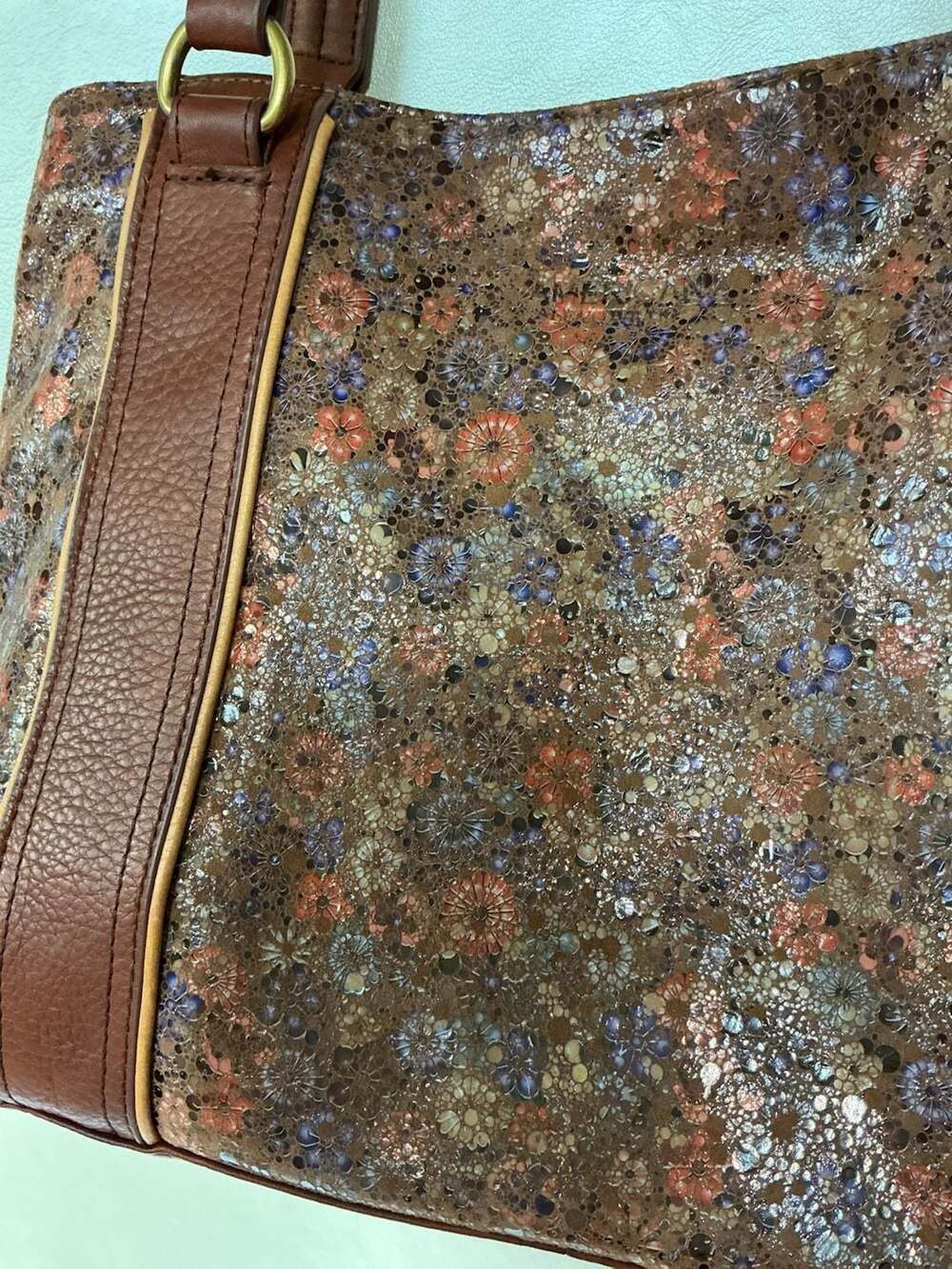 American Leather Co. Floral Embossed Leather Tote Bag - Picture 2 of 8